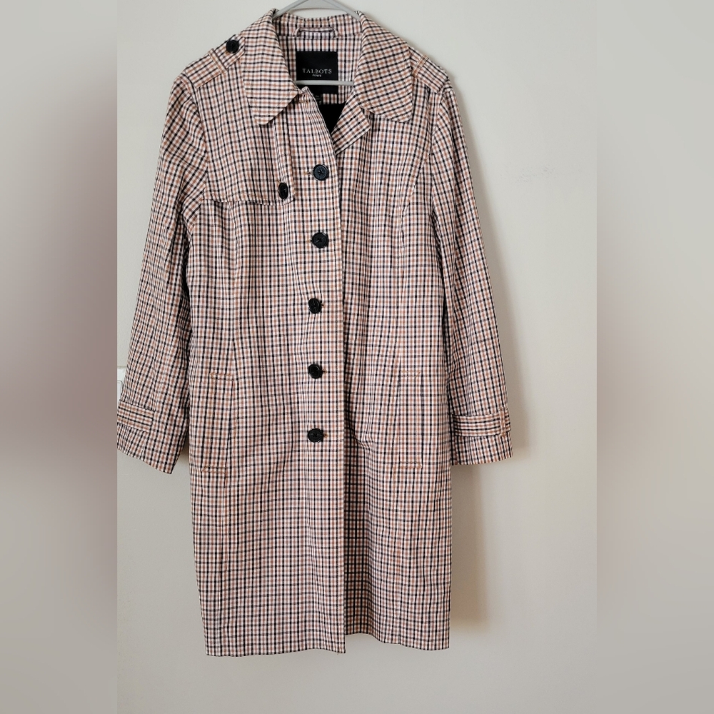 Talbots-Polished Plaid Trench Coat - Picture 4 of 7